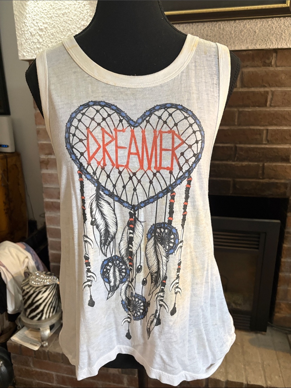 Chaser White Tank with 'Dreamer' Heart Dreamcatcher Graphic